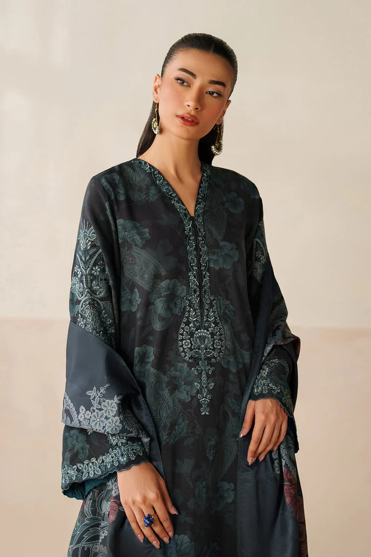 WINTER-3PC VISCOSE PRINTED EMB SHIRT WITH VISCOSE PRINTED DUPATTA AND TROUSER-2631