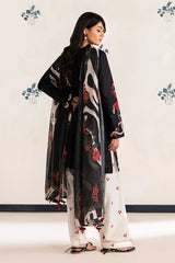 WINTER-3PC DHANAK EMBROIDERED SHIRT WITH WOOL PRINTED SHAWL AND TROUSER-5091