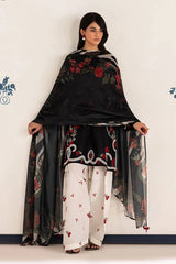 WINTER-3PC DHANAK EMBROIDERED SHIRT WITH WOOL PRINTED SHAWL AND TROUSER-5091