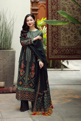 WINTER-3PC DHANAK EMBROIDERED SHIRT WITH DHANAK EMBROIDERED SHAWL AND TROUSER-4410