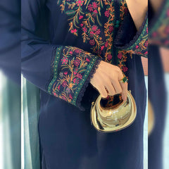 WINTER-3PC DHANAK EMBROIDERED SHIRT WITH BAMBER CHIFFON DUPATTA AND EMB TROUSER-4076