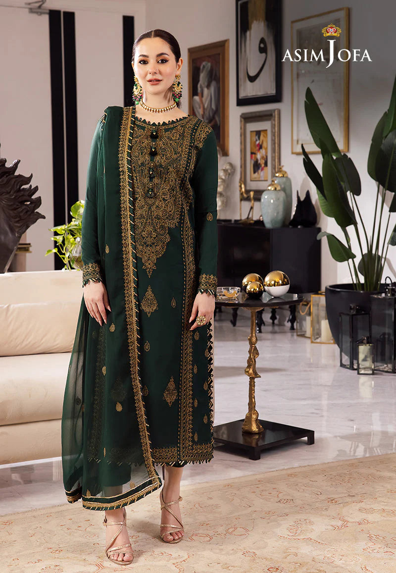 WINTER-3PC DHANAK SEQUIN EMBROIDRED SHIRT WITH CHIFFON EMBROIDRED DUPATTA AND TROUSER-4139