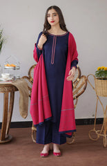 WINTER-3PC DHANAK EMBROIDERED WITH DHANAK EMBROIDERED SHAWL-3181