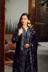 WINTER-3PC DHANAK EMBROIDERED SHIRT WITH DHANAK EMBROIDERED SHAWL AND TROUSER-5041