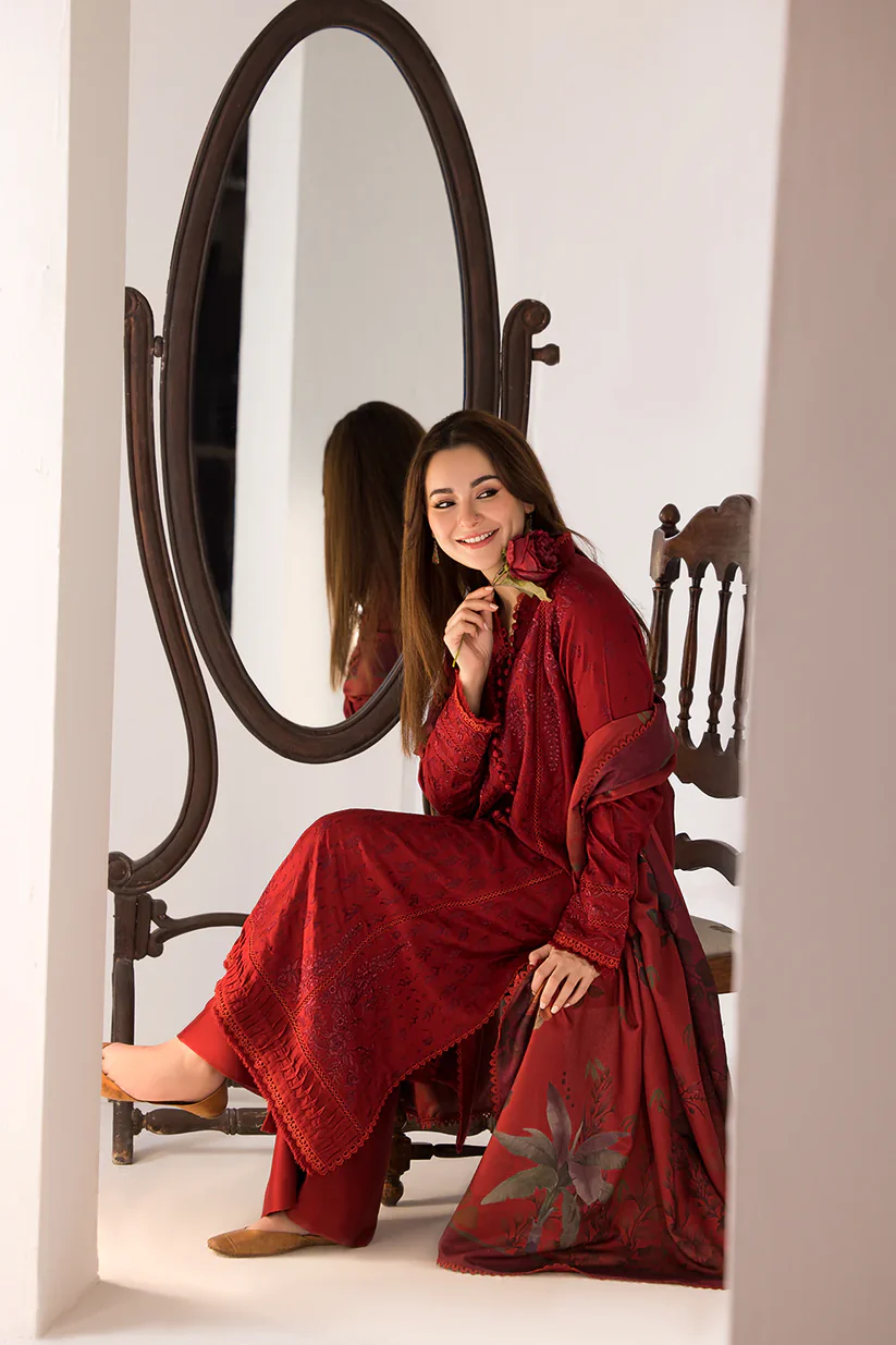 SUMMER- 3PC LAWN EMBROIDERED SHIRT WITH MONARK PRINTED DUPATTA AND TROUSER-3614