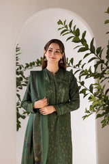 WINTER- 3PC DHANAK EMBROIDERED SHIRT WITH WOOL PRINT SHAWL AND TROUSER-4027