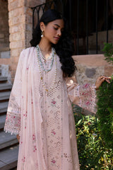 SUMMER-3PC LAWN CHIKANKAARI EMBROIDERED SHIRT WITH KHAADI NET EMBROIDERED DUPATTA AND TROUSER-4660