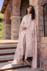SUMMER-3PC LAWN CHIKANKAARI EMBROIDERED SHIRT WITH KHAADI NET EMBROIDERED DUPATTA AND TROUSER-4660
