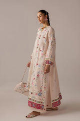 WINTER-3PC DHANAK EMBROIDERED SHIRT WITH KHADDI NET EMB DUPATTA & TROUSER-5187