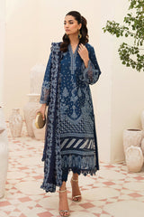 SUMMER-3PC LAWN EMBROIDERED SHIRT WITH CHIFFON EMBROIDERED DUPATTA AND TROUSER-3596