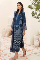 SUMMER-3PC LAWN EMBROIDERED SHIRT WITH CHIFFON EMBROIDERED DUPATTA AND TROUSER-3596