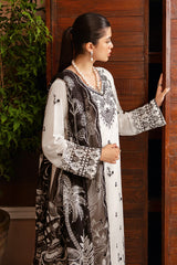 WINTER-3PC DHANAK EMBROIDERED SHIRT WITH COUTURE PRINTED SHAWL & TROUSER-3385