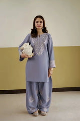 WINTER-2PC DHANAK EMBROIDERED SHIRT WITH EMBROIDERED TROUSER-15048