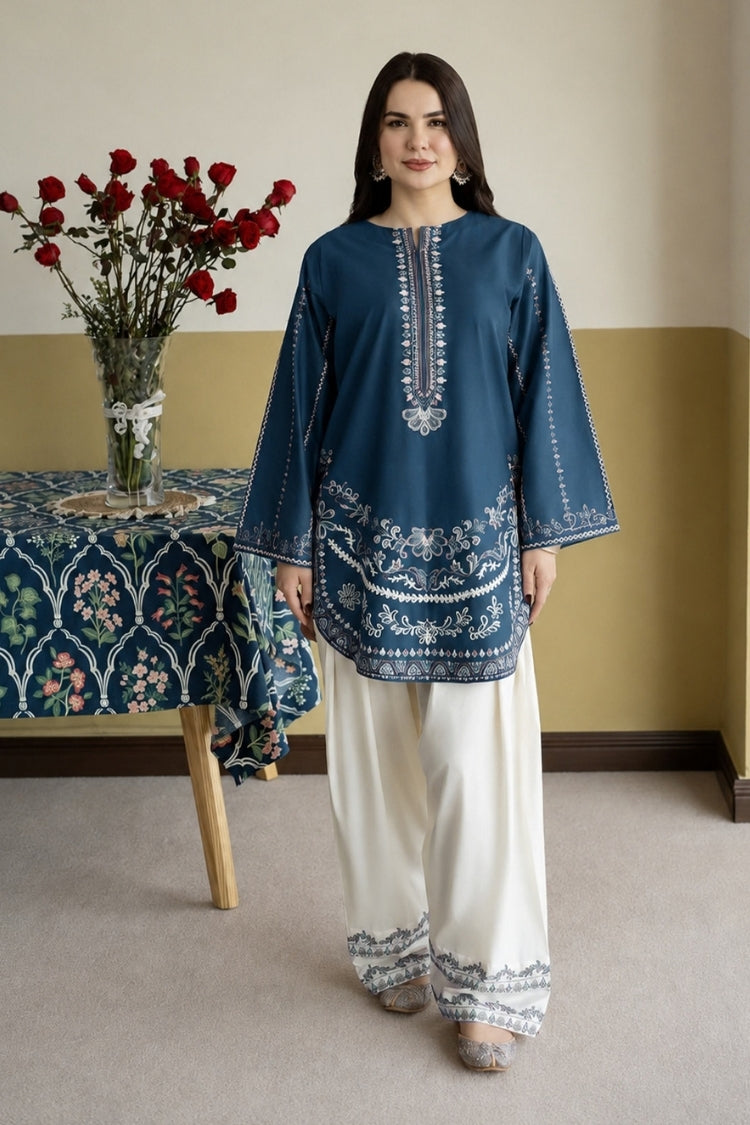 WINTER-2PIECE DHANAK EMBROIDERED SHIRT WITH DHANAK EMB TROUSER-15112