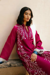 WINTER-3PC DHANAK EMBROIDERED SHIRT WITH COTTON NET EMBROIDERED DUPATTA AND TROUSER-4216
