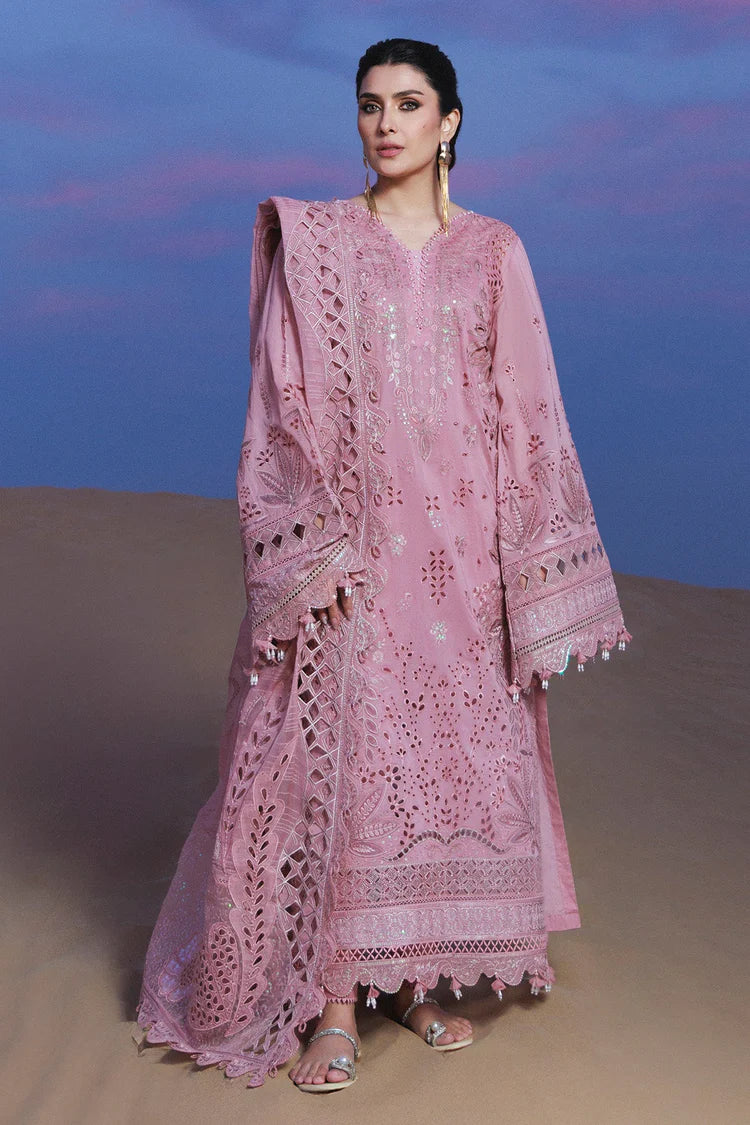 WINTER-3PC DHANAK SEQUINS CHIKAAN EMBROIDERED SHIRT WITH KHADDI NET EMBROIDERED DUPATTA AND TROUSER-BI-5097