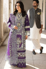 SUMMER-3PC LAWN EMBROIDERED SHIRT WITH KHADDI NET EMBROIDERED DUPATTA AND TROUSER-4609 (PLUM)