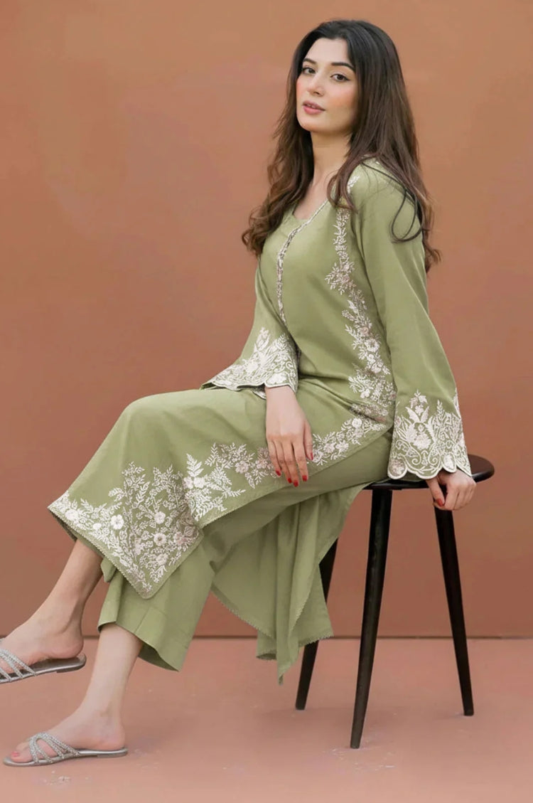 SUMMER-2PC LAWN EMBROIDERED SHIRT WITH LAWN TROUSER-1039