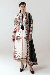 WINTER-3PC DHANAK EMBROIDERED SHIRT WITH WOOL PRINTED SHAWL AND EMB TROUSER-5244