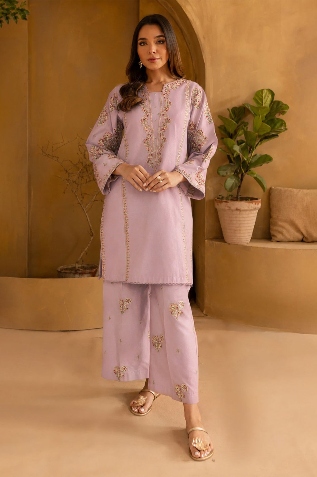 SUMMER-2PC LAWN EMBROIDERED SHIRT WITH TROUSER-1124