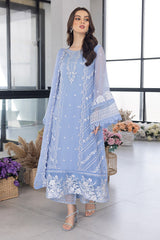 SUMMER- 3PC ORGANZA EMBROIDERED LAWN SHIRT WITH ORGANZA EMBROIDERED DUPATTA AND TROUSER-3549