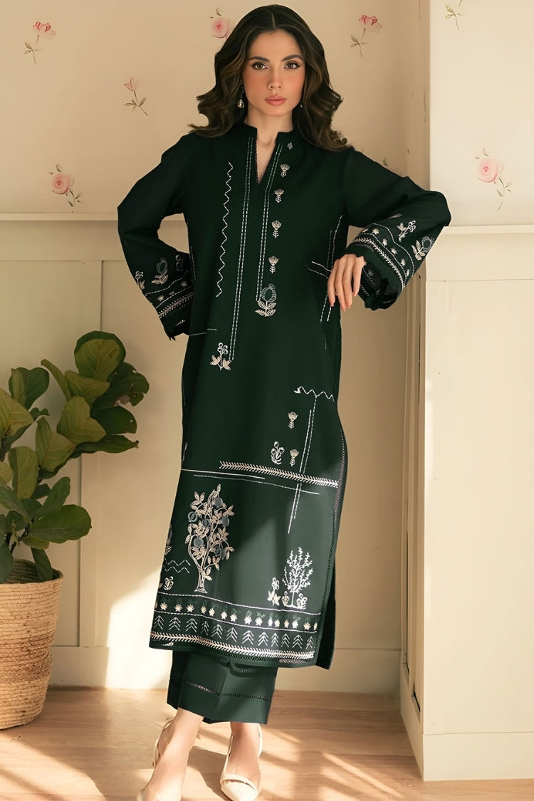 WINTER-2PIECE DHANAK EMBROIDERED SHIRT WITH DHANAK EMB TROUSER-15144