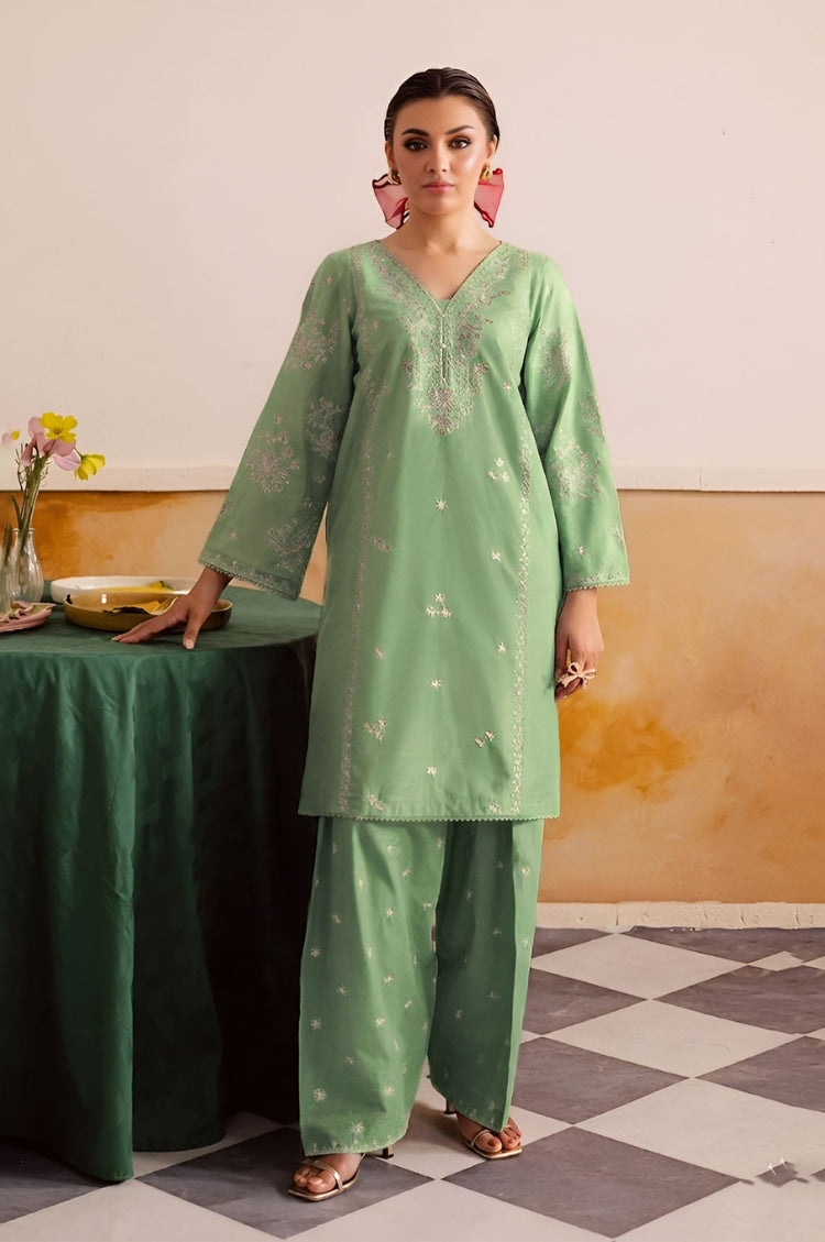 SUMMER-2PC LAWN EMBROIDERED SHIRT WITH EMBROIDERED LAWN TROUSER-289