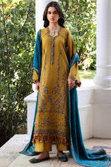 WINTER-3PC DHANAK EMBROIDERED SHIRT WITH DHANAK EMBROIDERED SHAWL AND TROUSER-5238