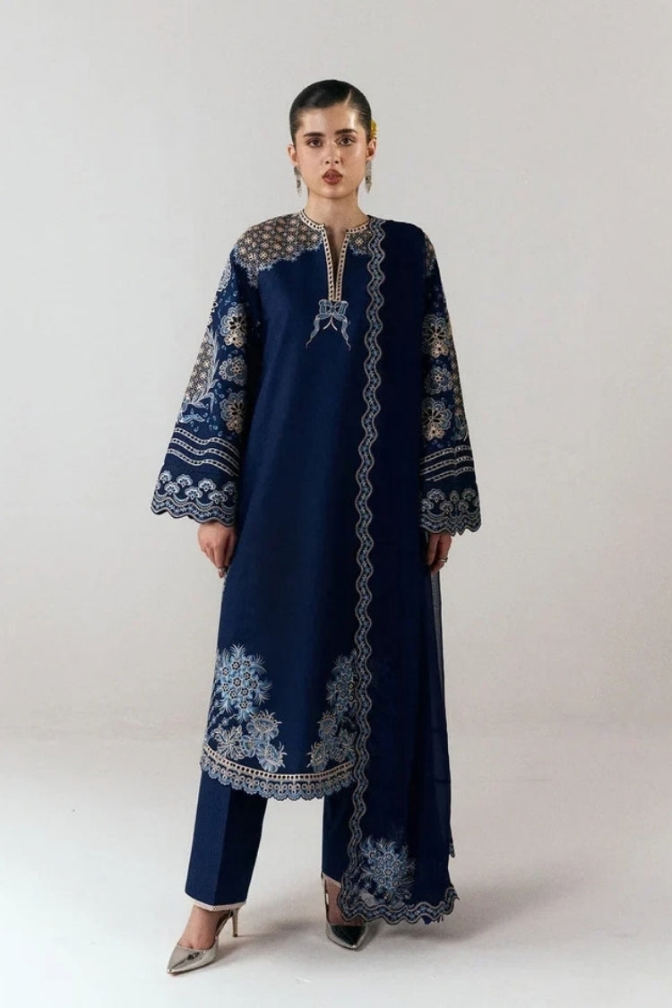 WINTER-3PC DHANAK EMBROIDERED SHIRT WITH DHANAK EMBROIDERED DUPATTA AND TROUSER-5245