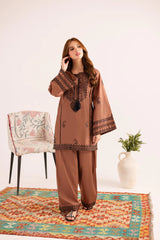 WINTER-2PIECE DHANAK EMBROIDERED SHIRT WITH DHANAK EMB TROUSER-15120
