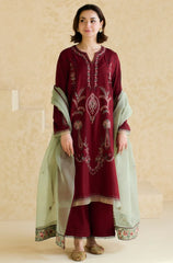 SUMMER- 3PC LAWN EMBROIDERED SHIRT WITH ORGANZA EMBROIDERED DUPATTA AND TROUSER -3827