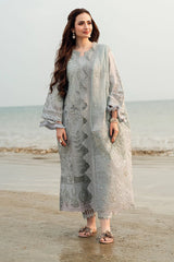 WINTER-3PC DHANAK LASER WORK EMBROIDERED SHIRT WITH CHIFFON EMBROIDERED DUPATTA & TROUSER-4214