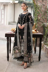 WINTER-3PC DHANAK EMBROIDERED SHIRT WITH CHIFFON EMBROIDERED DUPATTA AND TROUSER -5050