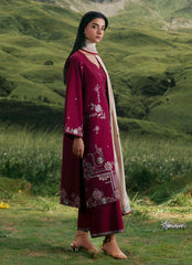 WINTER-3PC DHANAK EMBROIDERED SHIRT WITH DHANAK EMBROIDERED SHAWL AND TROUSER-4373