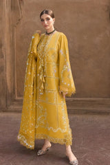 WINTER-3PC DHANAK EMBROIDERED SHIRT WITH COURTRAI WOOL PRINTED EMB SHAWL AND TROUSER-5189