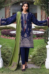 WINTER-3PC KARANDI EMBROIDERED SHIRT WITH KARANDI EMB SHAWL & TROUSER-5246