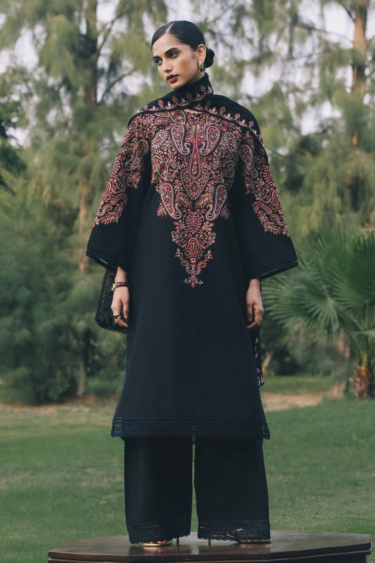WINTER-3PC DHANAK EMBROIDERED SHIRT WITH DHANAK EMBROIDERED SHAWL AND TROUSER-5289