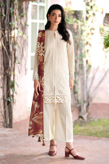 WINTER- 3PC DHANAK EMBROIDERED SHIRT WITH WOOL PRINT SHAWL AND TROUSER-3320-B
