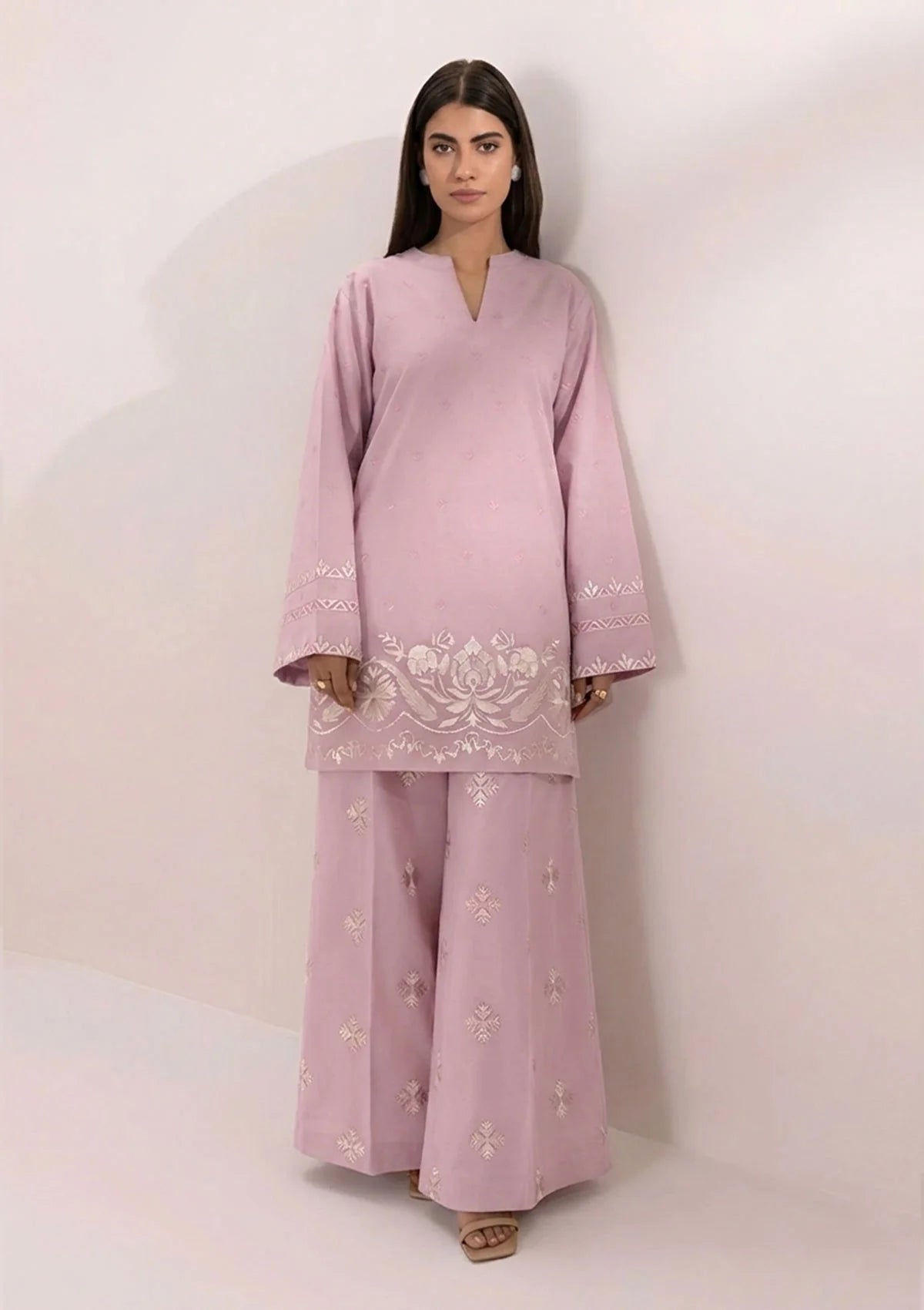 SUMMER-2PC LAWN EMBROIDERED SHIRT WITH EMBROIDERED TROUSER-55