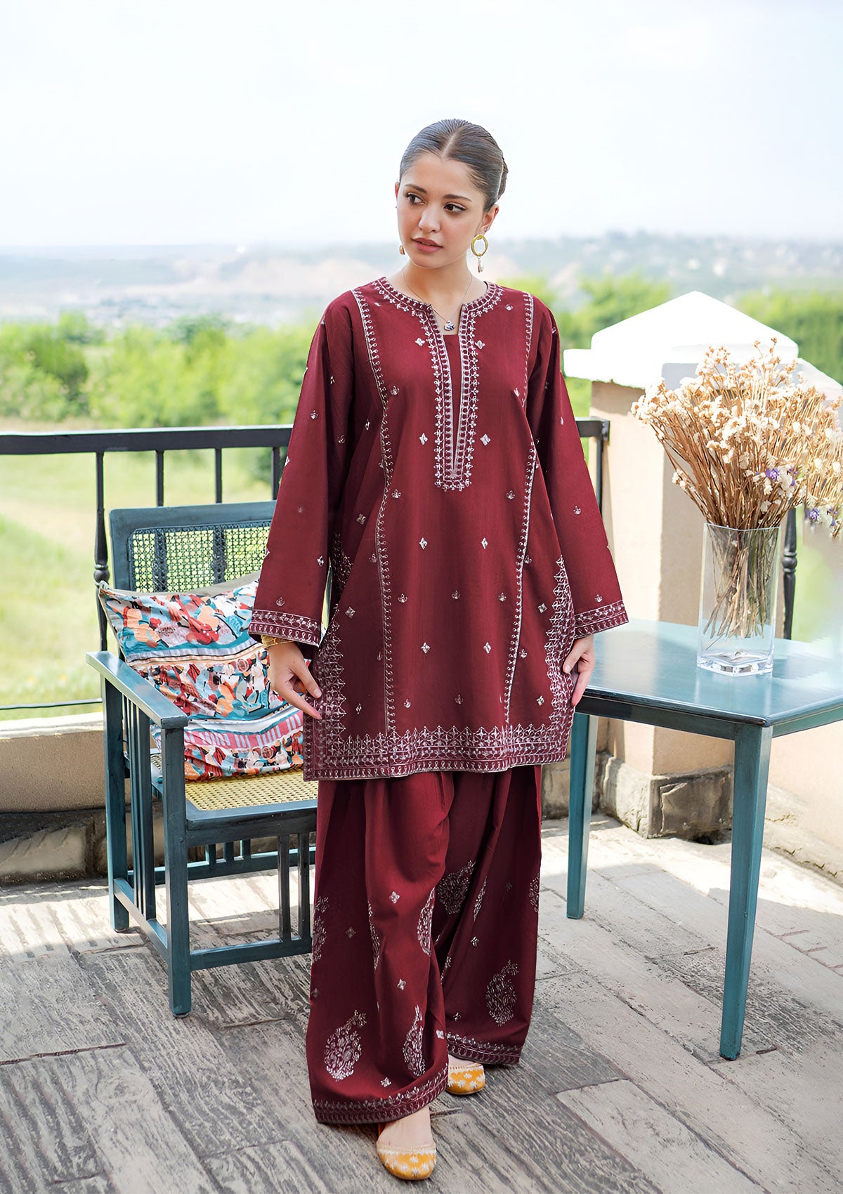SUMMER-2PC LAWN EMBROIDERED SHIRT WITH TROUSER-269