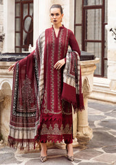 WINTER- 3PC DHANAK EMBROIDERED SHIRT WITH COUTURE WOOL PRINT SHAWL AND DHANAK TROUSER-3110