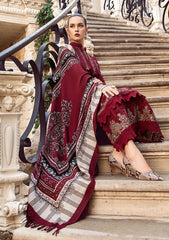 WINTER- 3PC DHANAK EMBROIDERED SHIRT WITH COUTURE WOOL PRINT SHAWL AND DHANAK TROUSER-3110