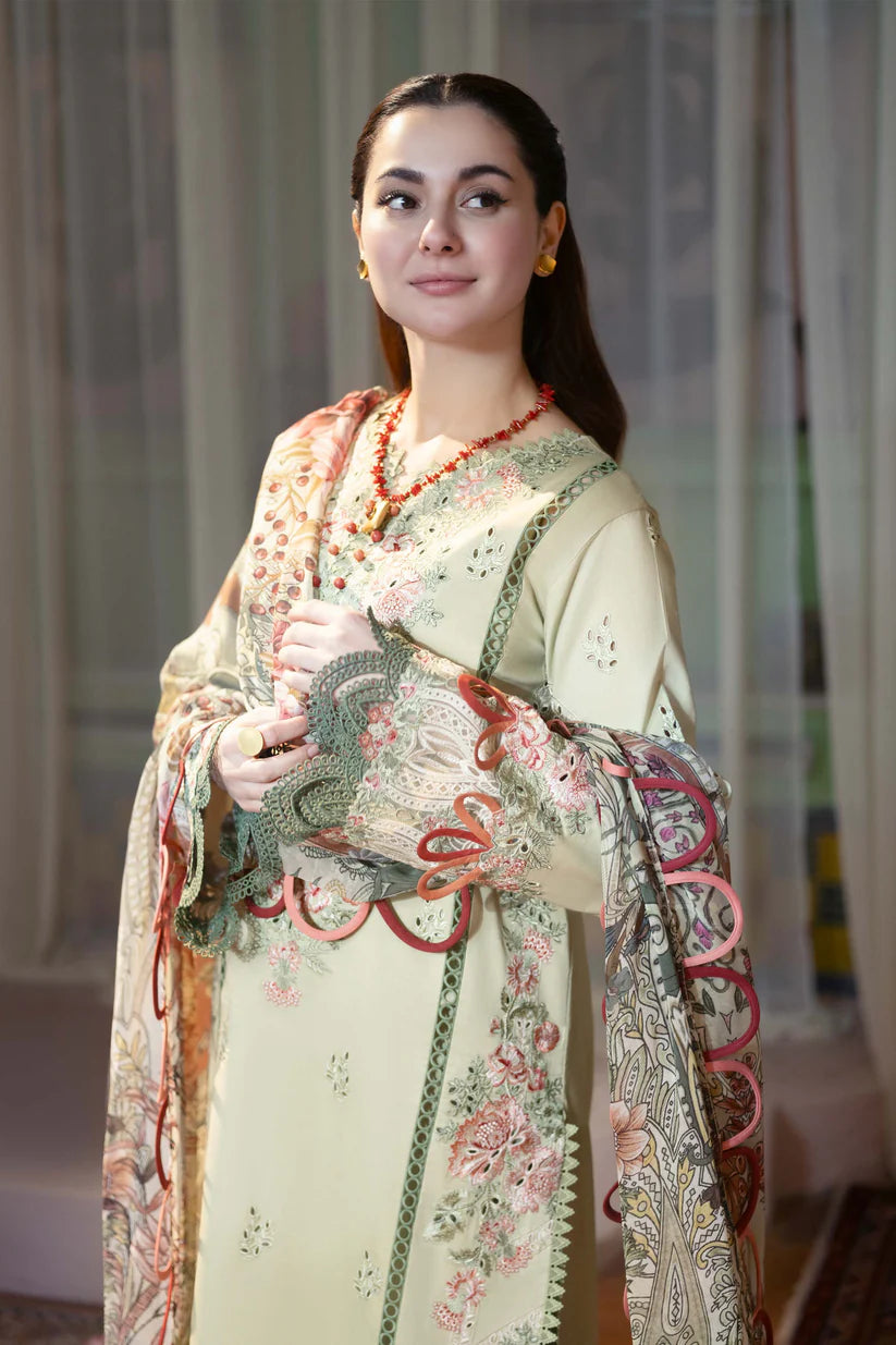 SUMMER- 3PC LAWN EMBROIDERED SHIRT WITH CHIFFON PRINTED DUPATTA AND TROUSER-3792