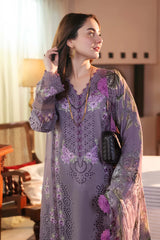 WINTER-3PC DHANAK CHIKAN EMBROIDERED SHIRT WITH COURTRAI PRINTED SHAWL AND TROUSER-4166