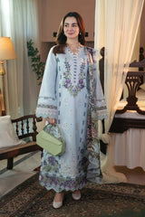 WINTER-3PC DHANAK EMBROIDERED SHIRT WITH COURTRAI PRINTED SHAWL AND TROUSER-4101