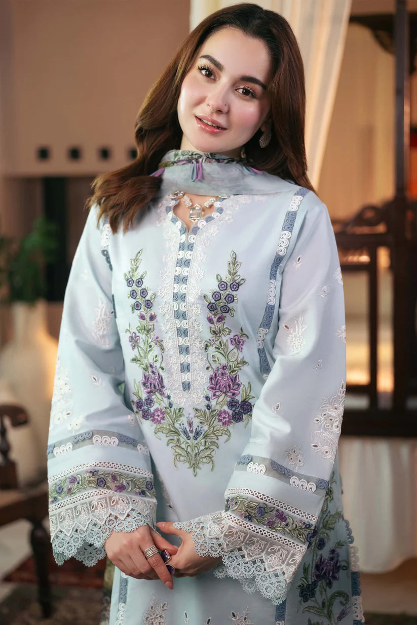 WINTER-3PC DHANAK EMBROIDERED SHIRT WITH COURTRAI PRINTED SHAWL AND TROUSER-4101