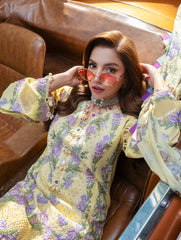 SUMMER-3PC LAWN CHIKANKAARI EMBROIDERED SHIRT WITH CHIFFON PRINT DUPATTA AND TROUSER-4776