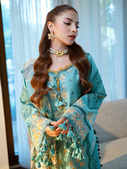 SUMMER-3PC LAWN CHIKANKAARI EMBROIDERED SHIRT WITH CHIFFON PRINTED DUPATTA AND TROUSER-4788
