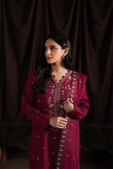 WINTER-3PC KARANDI EMBROIDERED SHIRT WITH KARANDI EMBROIDERED SHAWL AND TROUSER-4403
