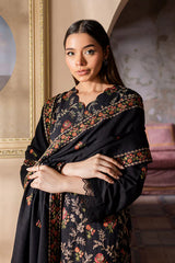 WINTER-3PC DHANAK EMBROIDERED SHIRT WITH DHANAK EMBROIDERED SHAWL & TROUSER-4227